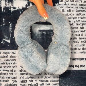 blue faux fur earmuffs